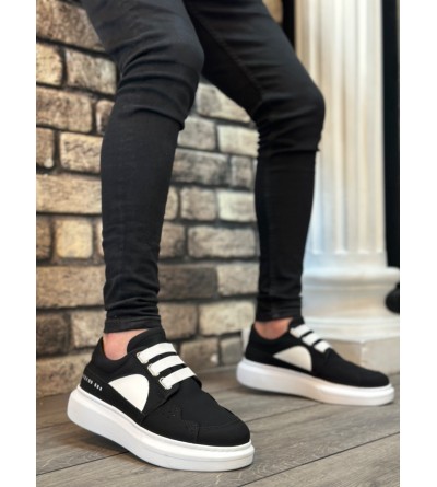 BA0302 Boa Kalın Taban Bağcıksız Tarz Casual Siyah Beyaz Erkek Ayakkabı BA0302 Boa Kalın Taban Bağcıksız Tarz Casual Siyah Beyaz Erkek Ayakkabı