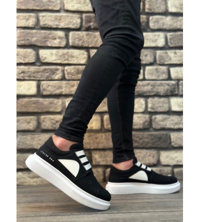 BA0302 Boa Kalın Taban Bağcıksız Tarz Casual Siyah Beyaz Erkek Ayakkabı BA0302 Boa Kalın Taban Bağcıksız Tarz Casual Siyah Beyaz Erkek Ayakkabı