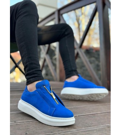 BA0310 BOA Kalın Süet Yüksek Taban Fermuarlı Mavi Erkek Ayakkabı BA0310 BOA Kalın Süet Yüksek Taban Fermuarlı Mavi Erkek Ayakkabı