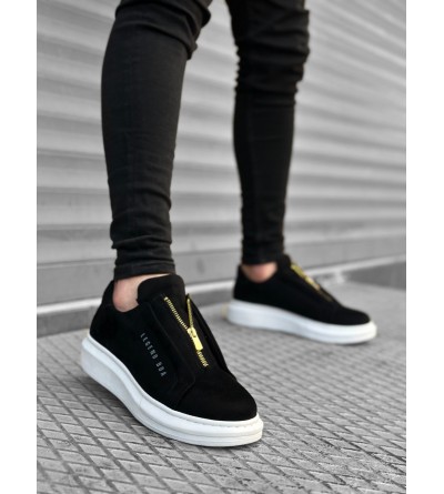 BA0310 BOA Kalın Süet Yüksek Taban Fermuarlı Siyah Beyaz Erkek Ayakkabı BA0310 BOA Kalın Süet Yüksek Taban Fermuarlı Siyah Beyaz Erkek Ayakkabı