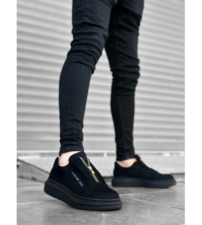 BA0310 BOA Kalın Süet Yüksek Taban Fermuarlı Siyah Siyah Erkek Ayakkabı BA0310 BOA Kalın Süet Yüksek Taban Fermuarlı Siyah Siyah Erkek Ayakkabı