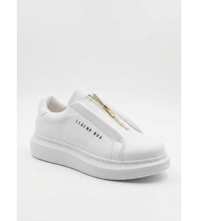 BA0310 BOA Kalın Yüksek Taban Fermuarlı Beyaz Erkek Ayakkabı