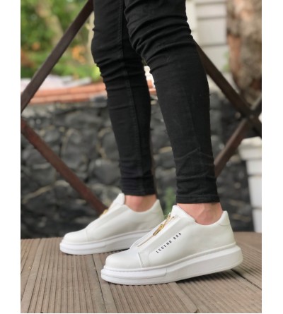 BA0310 BOA Kalın Yüksek Taban Fermuarlı Beyaz Erkek Ayakkabı BA0310 BOA Kalın Yüksek Taban Fermuarlı Beyaz Erkek Ayakkabı