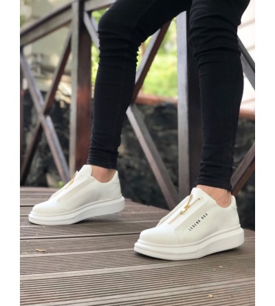BA0310 BOA Kalın Yüksek Taban Fermuarlı Beyaz Erkek Ayakkabı BA0310 BOA Kalın Yüksek Taban Fermuarlı Beyaz Erkek Ayakkabı