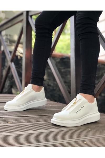 BA0310 BOA Kalın Yüksek Taban Fermuarlı Beyaz Erkek Ayakkabı BA0310 BOA Kalın Yüksek Taban Fermuarlı Beyaz Erkek Ayakkabı