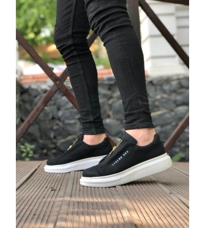 BA0310 BOA Kalın Yüksek Taban Fermuarlı Siyah Beyaz Erkek Ayakkabı BA0310 BOA Kalın Yüksek Taban Fermuarlı Siyah Beyaz Erkek Ayakkabı