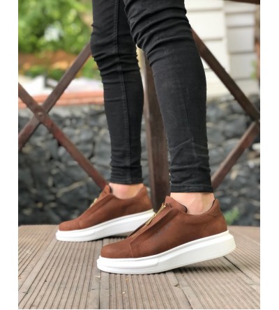 BA0310 BOA Kalın Yüksek Taban Fermuarlı Taba Beyaz Erkek Ayakkabı BA0310 BOA Kalın Yüksek Taban Fermuarlı Taba Beyaz Erkek Ayakkabı