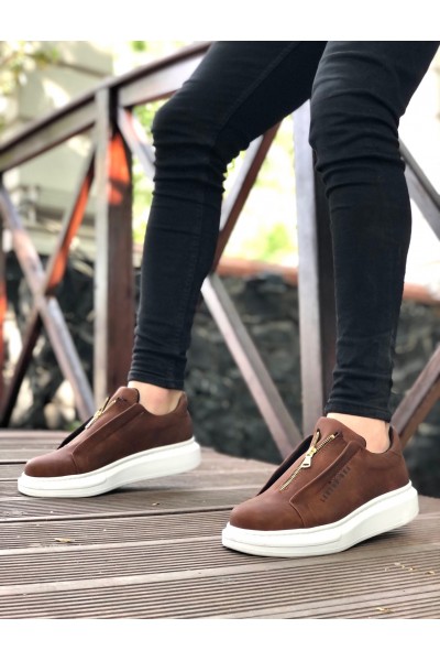 BA0310 BOA Kalın Yüksek Taban Fermuarlı Taba Beyaz Erkek Ayakkabı BA0310 BOA Kalın Yüksek Taban Fermuarlı Taba Beyaz Erkek Ayakkabı