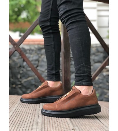 BA0310 BOA Kalın Yüksek Taban Fermuarlı Taba Siyah Erkek Ayakkabı BA0310 BOA Kalın Yüksek Taban Fermuarlı Taba Siyah Erkek Ayakkabı