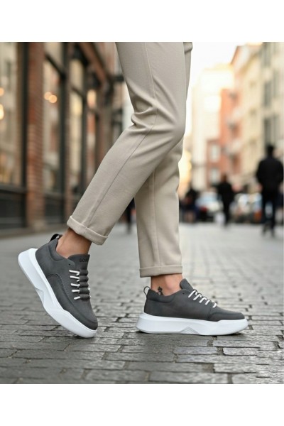 BA0332 Merdiven Desen Bağcıklı Erkek Yüksek Taban Antrasit Cilt Spor Ayakkabı BA0332 Merdiven Desen Bağcıklı Erkek Yüksek Taban Antrasit Cilt Spor Ayakkabı