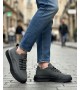 BA0332 Merdiven Desen Bağcıklı Erkek Yüksek Taban Füme Cilt Spor Ayakkabı