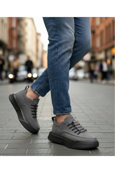 BA0332 Merdiven Desen Bağcıklı Erkek Yüksek Taban Füme Cilt Spor Ayakkabı BA0332 Merdiven Desen Bağcıklı Erkek Yüksek Taban Füme Cilt Spor Ayakkabı
