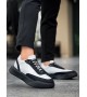 BA0354 Günlük  Bağcıklı Erkek  Beyaz Parçalı Siyah  Yüksek Taban Spor Ayakkabı