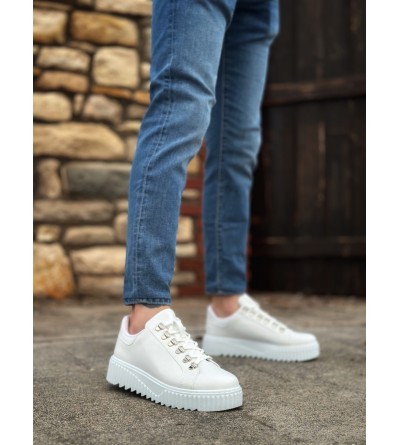 BA0505 Çengel Bağcıklı Beyaz Renk Yüksek Tabanlı Günlük Ayakkabı BA0505 Çengel Bağcıklı Beyaz Renk Yüksek Tabanlı Günlük Ayakkabı