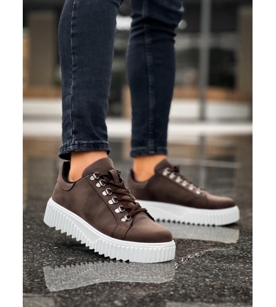 BA0505 Çengel Bağcıklı Kahverengi Beyaz Tabanlı Günlük Ayakkabı BA0505 Çengel Bağcıklı Kahverengi Beyaz Tabanlı Günlük Ayakkabı