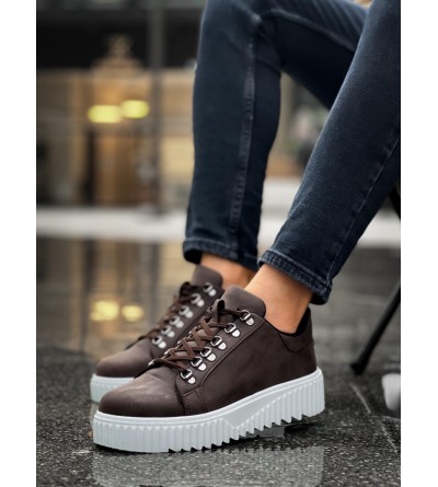 BA0505 Çengel Bağcıklı Kahverengi Beyaz Tabanlı Günlük Ayakkabı BA0505 Çengel Bağcıklı Kahverengi Beyaz Tabanlı Günlük Ayakkabı