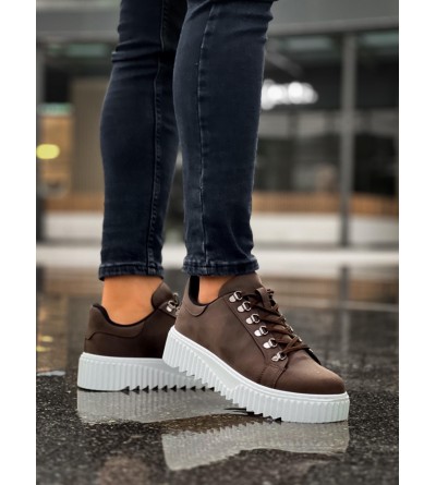 BA0505 Çengel Bağcıklı Kahverengi Beyaz Tabanlı Günlük Ayakkabı BA0505 Çengel Bağcıklı Kahverengi Beyaz Tabanlı Günlük Ayakkabı