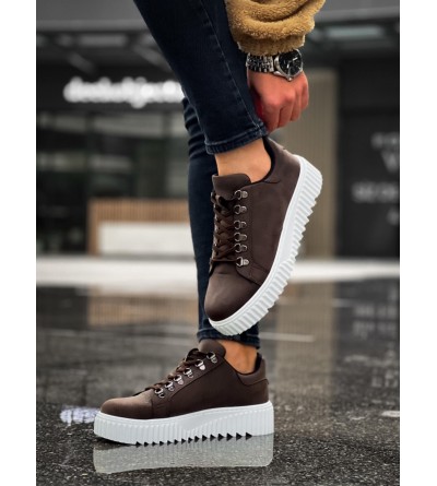 BA0505 Çengel Bağcıklı Kahverengi Beyaz Tabanlı Günlük Ayakkabı BA0505 Çengel Bağcıklı Kahverengi Beyaz Tabanlı Günlük Ayakkabı