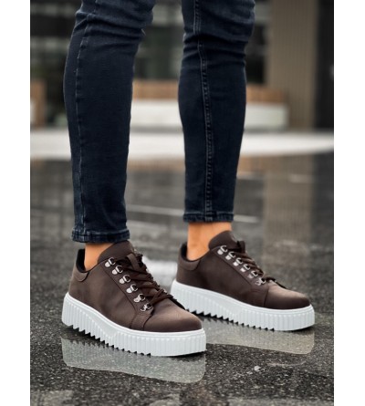 BA0505 Çengel Bağcıklı Kahverengi Beyaz Tabanlı Günlük Ayakkabı BA0505 Çengel Bağcıklı Kahverengi Beyaz Tabanlı Günlük Ayakkabı