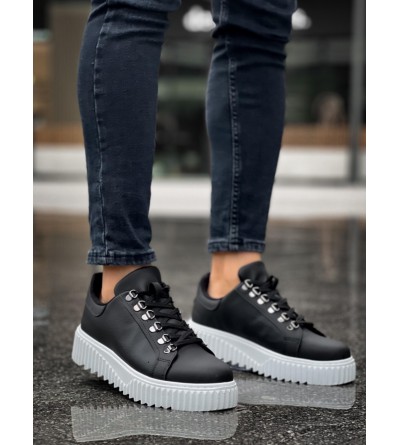 BA0505 Çengel Bağcıklı Siyah Renk Beyaz Tabanlı Günlük Ayakkabı BA0505 Çengel Bağcıklı Siyah Renk Beyaz Tabanlı Günlük Ayakkabı