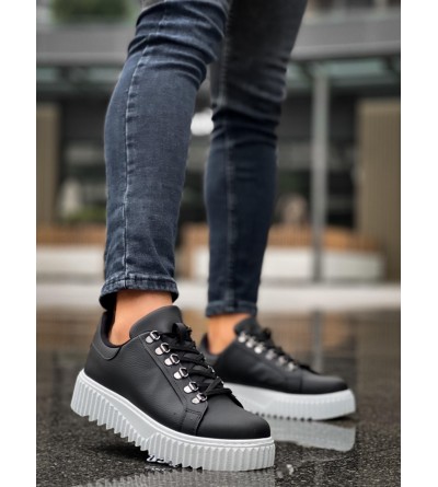 BA0505 Çengel Bağcıklı Siyah Renk Beyaz Tabanlı Günlük Ayakkabı BA0505 Çengel Bağcıklı Siyah Renk Beyaz Tabanlı Günlük Ayakkabı