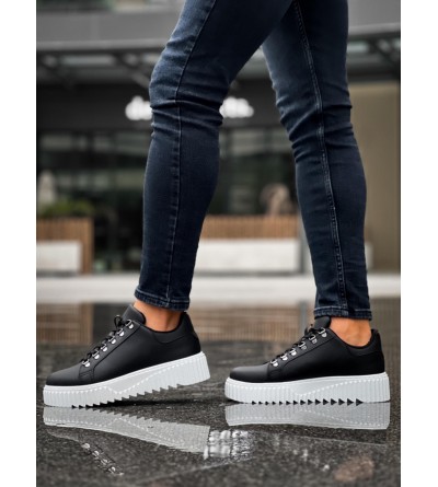 BA0505 Çengel Bağcıklı Siyah Renk Beyaz Tabanlı Günlük Ayakkabı BA0505 Çengel Bağcıklı Siyah Renk Beyaz Tabanlı Günlük Ayakkabı