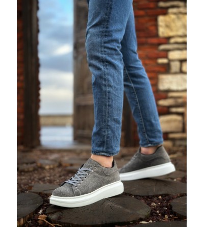 BA0547 BOA Kalın Yüksek Taban Gri Süet Bağcıklı Spor Erkek Ayakkabı BA0547 BOA Kalın Yüksek Taban Gri Süet Bağcıklı Spor Erkek Ayakkabı