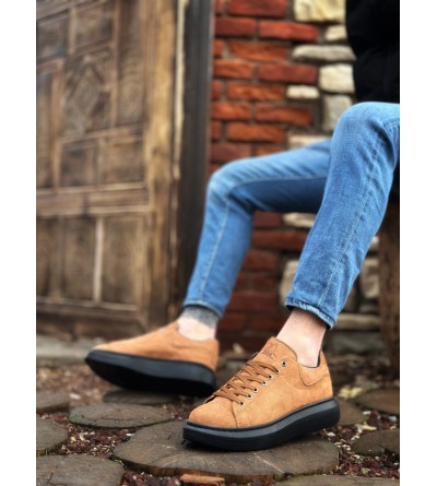 BA0547 BOA Kalın Yüksek Taban Taba Siyah Süet Bağcıklı Spor Erkek Ayakkabı BA0547 BOA Kalın Yüksek Taban Taba Siyah Süet Bağcıklı Spor Erkek Ayakkabı