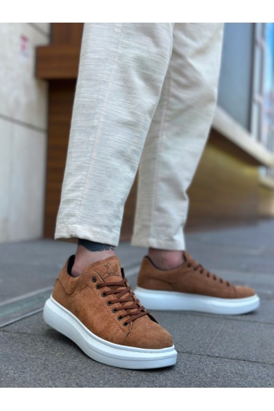BA0547 BOA Kalın Yüksek Taban Taba Süet Bağcıklı Spor Erkek Ayakkabı