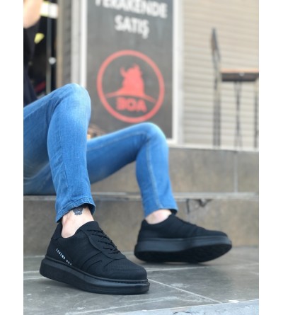 BA0548 BOA Kalın Yan Desenli Yüksek Siyah Taban Siyah Bağcıklı Spor Erkek Ayakkabı BA0548 BOA Kalın Yan Desenli Yüksek Siyah Taban Siyah Bağcıklı Spor Erkek Ayakkabı