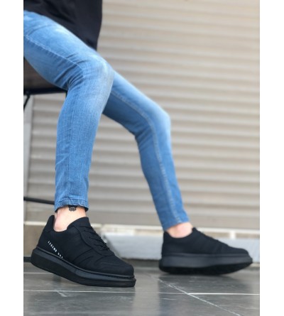 BA0548 BOA Kalın Yan Desenli Yüksek Siyah Taban Siyah Bağcıklı Spor Erkek Ayakkabı BA0548 BOA Kalın Yan Desenli Yüksek Siyah Taban Siyah Bağcıklı Spor Erkek Ayakkabı