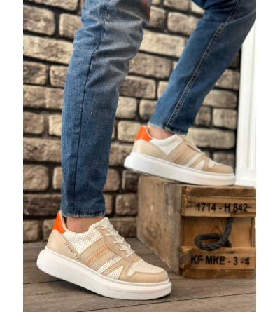 BA0548 BOA Kalın Yüksek Krem Beyaz Taban Beyaz Bağcıklı Spor Erkek Ayakkabı BA0548 BOA Kalın Yüksek Krem Beyaz Taban Beyaz Bağcıklı Spor Erkek Ayakkabı