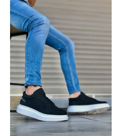 BA0548 BOA Kalın Yüksek Taban Siyah Bağcıklı Spor Erkek Ayakkabı BA0548 BOA Kalın Yüksek Taban Siyah Bağcıklı Spor Erkek Ayakkabı