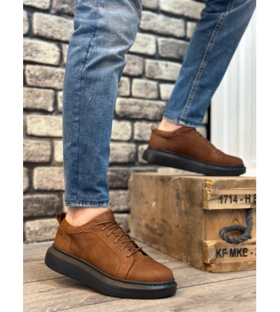 BA0548 BOA Kalın Yüksek Taban Taba Siyah Bağcıklı Spor Erkek Ayakkabı BA0548 BOA Kalın Yüksek Taban Taba Siyah Bağcıklı Spor Erkek Ayakkabı