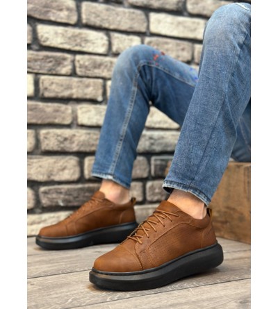 BA0548 BOA Kalın Yüksek Taban Taba Siyah Bağcıklı Spor Erkek Ayakkabı BA0548 BOA Kalın Yüksek Taban Taba Siyah Bağcıklı Spor Erkek Ayakkabı