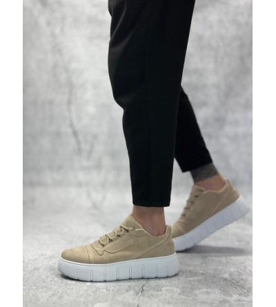 BA0666 BOA Krem Yüksek Taban Erkek Günlük Ayakkabı