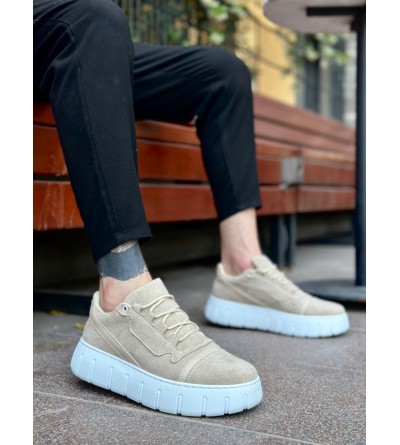 BA0666 BOA Krem Yüksek Taban Erkek Günlük Ayakkabı