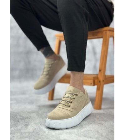 BA0666 BOA Krem Yüksek Taban Erkek Günlük Ayakkabı