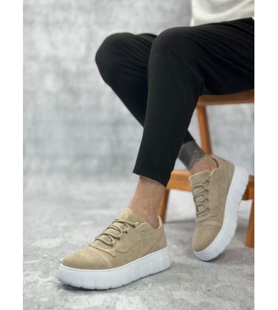 BA0666 BOA Krem Yüksek Taban Erkek Günlük Ayakkabı