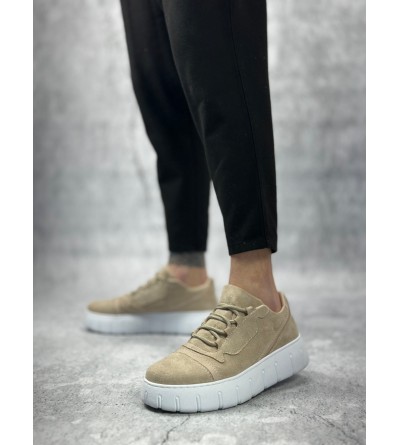 BA0666 BOA Krem Yüksek Taban Erkek Günlük Ayakkabı