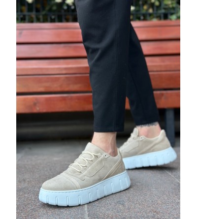 BA0666 BOA Krem Yüksek Taban Erkek Günlük Ayakkabı