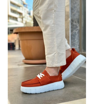 BA0676 BOA Turuncu Keten Yüksek Taban Erkek Yazlık Ayakkabı