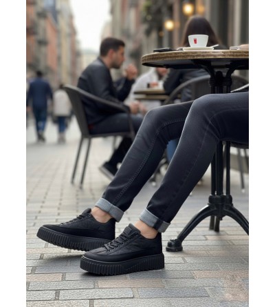 BA0801 BOA Siyah Yüksek Taban Siyah Paraşüt Kumaş Cilt Detaylı Erkek Ayakkabı BA0801 BOA Siyah Yüksek Taban Siyah Paraşüt Kumaş Cilt Detaylı Erkek Ayakkabı