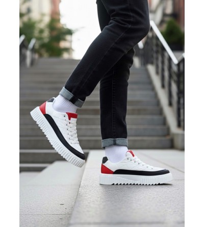 BA0801 BOA Yüksek Taban Beyaz Paraşüt Kumaş Cilt Detaylı Erkek Ayakkabı