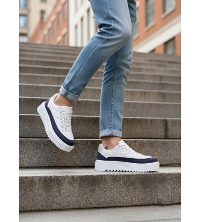 BA0801 BOA Yüksek Taban Beyaz Paraşüt Kumaş Laci Cilt Detaylı Erkek Ayakkabı BA0801 BOA Yüksek Taban Beyaz Paraşüt Kumaş Laci Cilt Detaylı Erkek Ayakkabı