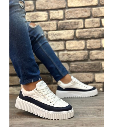 BA0801 BOA Yüksek Taban Beyaz Paraşüt Kumaş Laci Cilt Detaylı Erkek Ayakkabı BA0801 BOA Yüksek Taban Beyaz Paraşüt Kumaş Laci Cilt Detaylı Erkek Ayakkabı