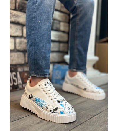 BA0801 BOA Yüksek Taban Mavi Desenli Erkek Spor Ayakkabı BA0801 BOA Yüksek Taban Mavi Desenli Erkek Spor Ayakkabı