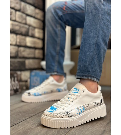 BA0801 BOA Yüksek Taban Mavi Desenli Erkek Spor Ayakkabı BA0801 BOA Yüksek Taban Mavi Desenli Erkek Spor Ayakkabı