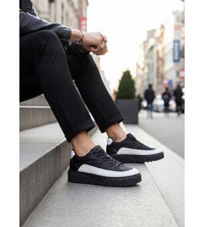 BA0801 BOA Yüksek Taban Siyah Paraşüt Kumaş Beyaz Cilt Detaylı Erkek Ayakkabı BA0801 BOA Yüksek Taban Siyah Paraşüt Kumaş Beyaz Cilt Detaylı Erkek Ayakkabı