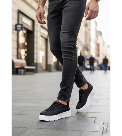 BA0801 BOA Yüksek Taban Siyah Paraşüt Kumaş Cilt Detaylı Erkek Ayakkabı BA0801 BOA Yüksek Taban Siyah Paraşüt Kumaş Cilt Detaylı Erkek Ayakkabı